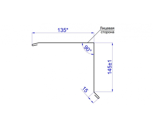 Торцевая планка для гибкой черепицы чертеж